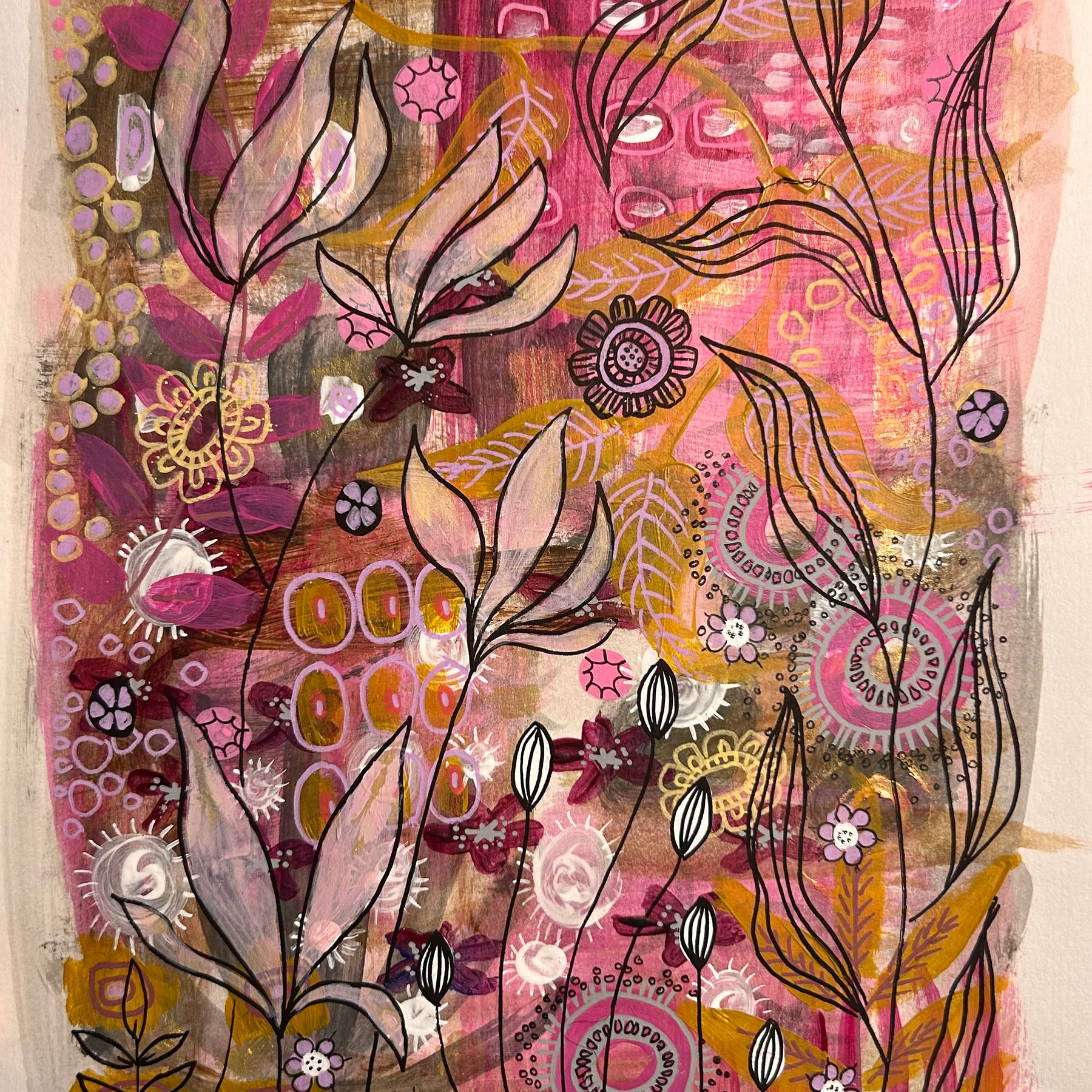 Original hand-painted artwork : Magnolia Tapestry