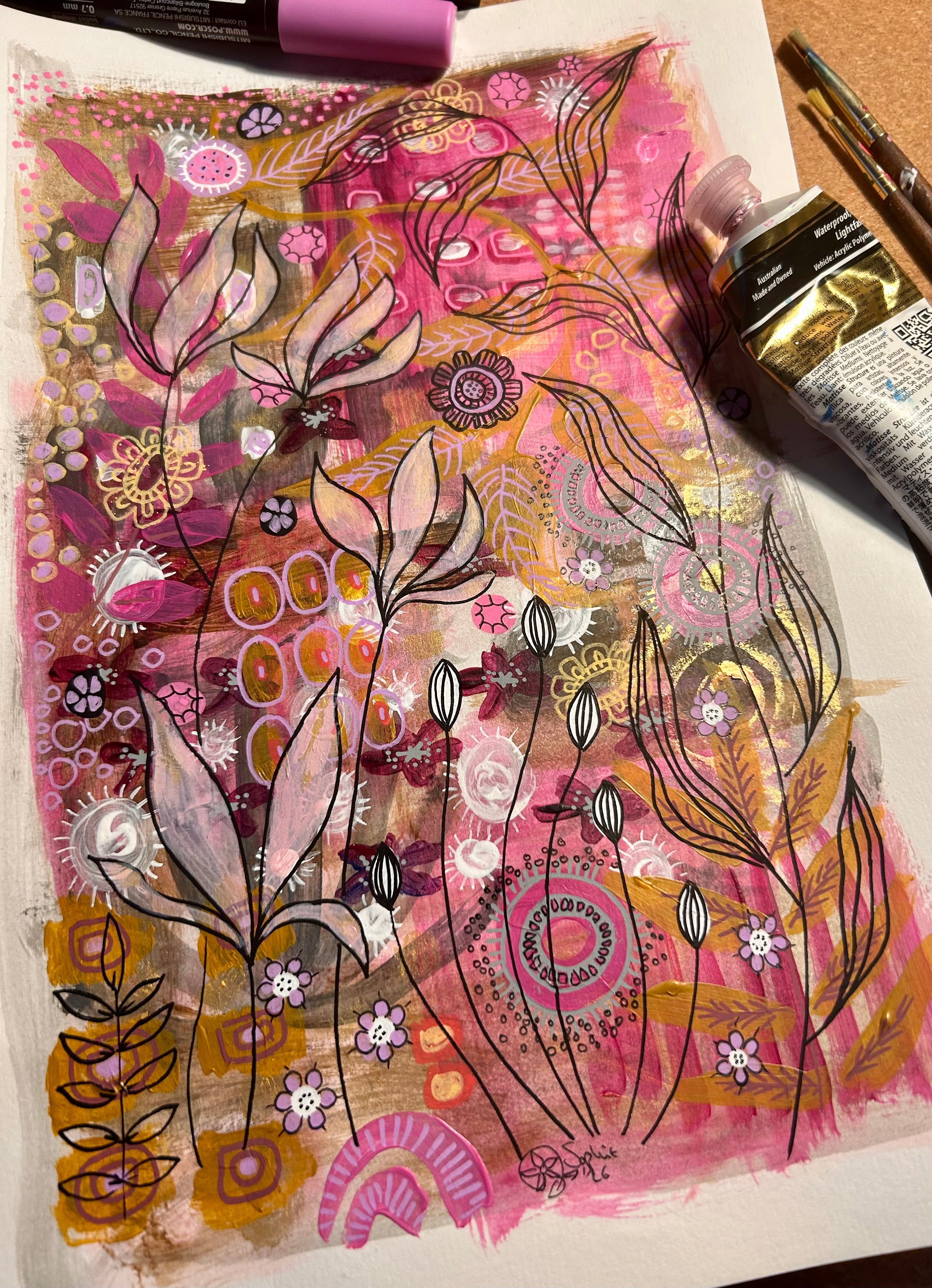 Original hand-painted artwork : Magnolia Tapestry