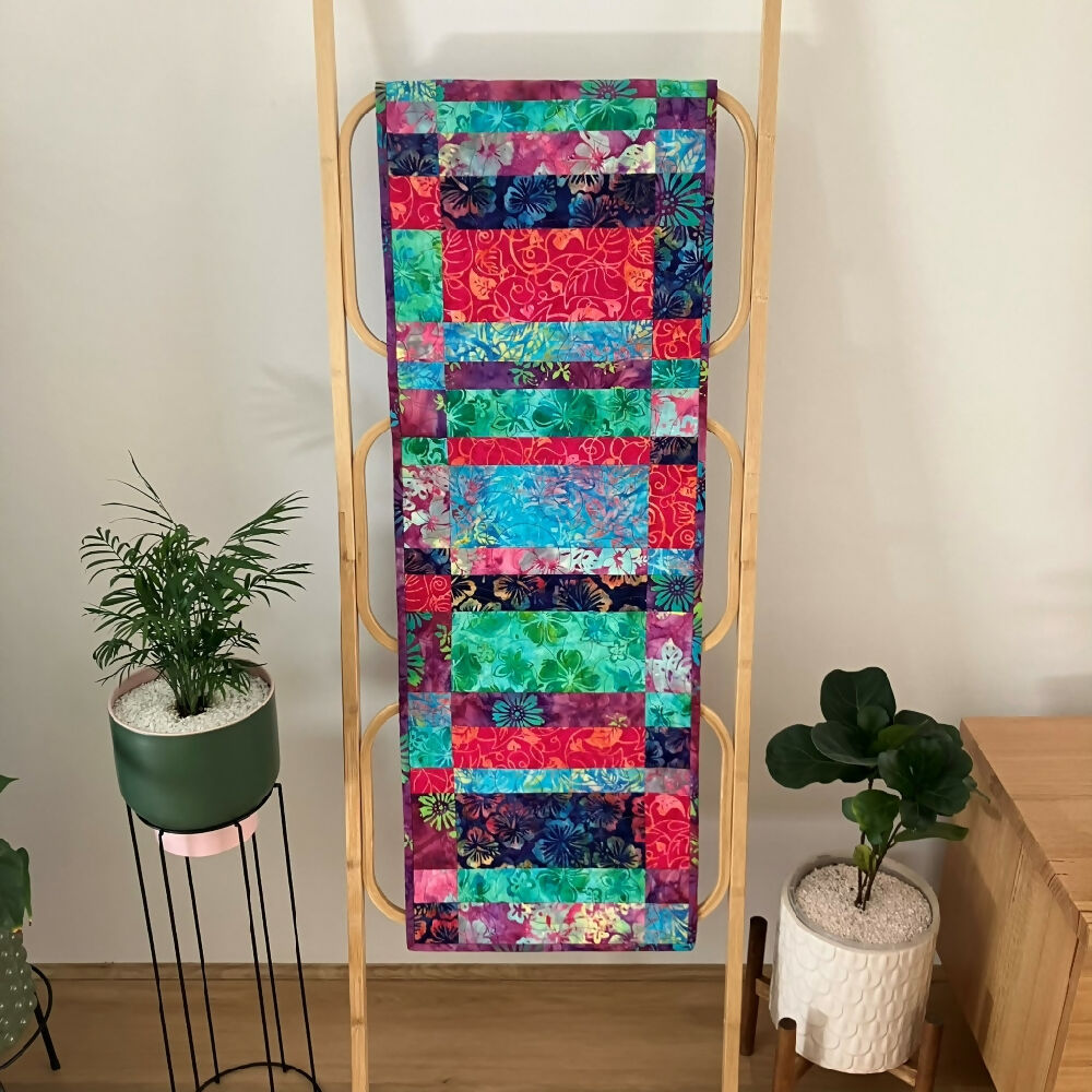 table runner handmade quilted batik - tropical