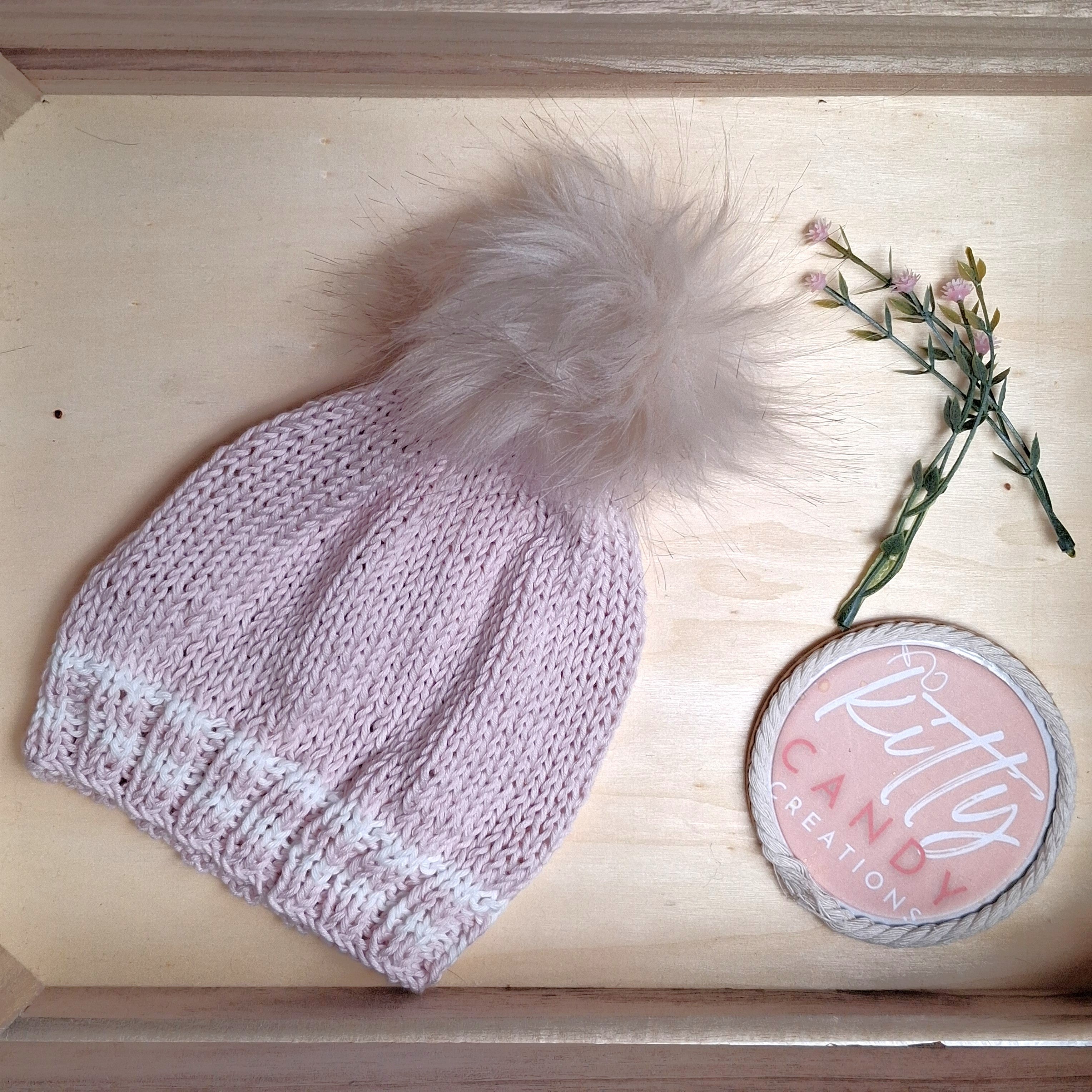 Handmade Knitted Baby Beanie - 100% Cotton (multiple colours)
