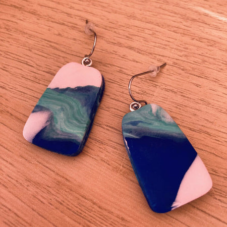 Marbled polymer clay hook earrings