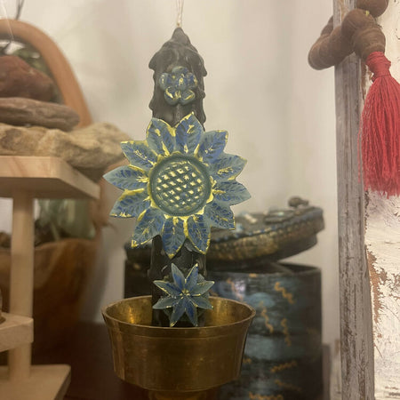 The Beauty of the Cornflower Intention Spell Altar Ritual Beeswax Candle Blue Black