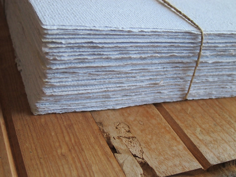 White Handmade Recycled Paper Sheets / Printable Stationery