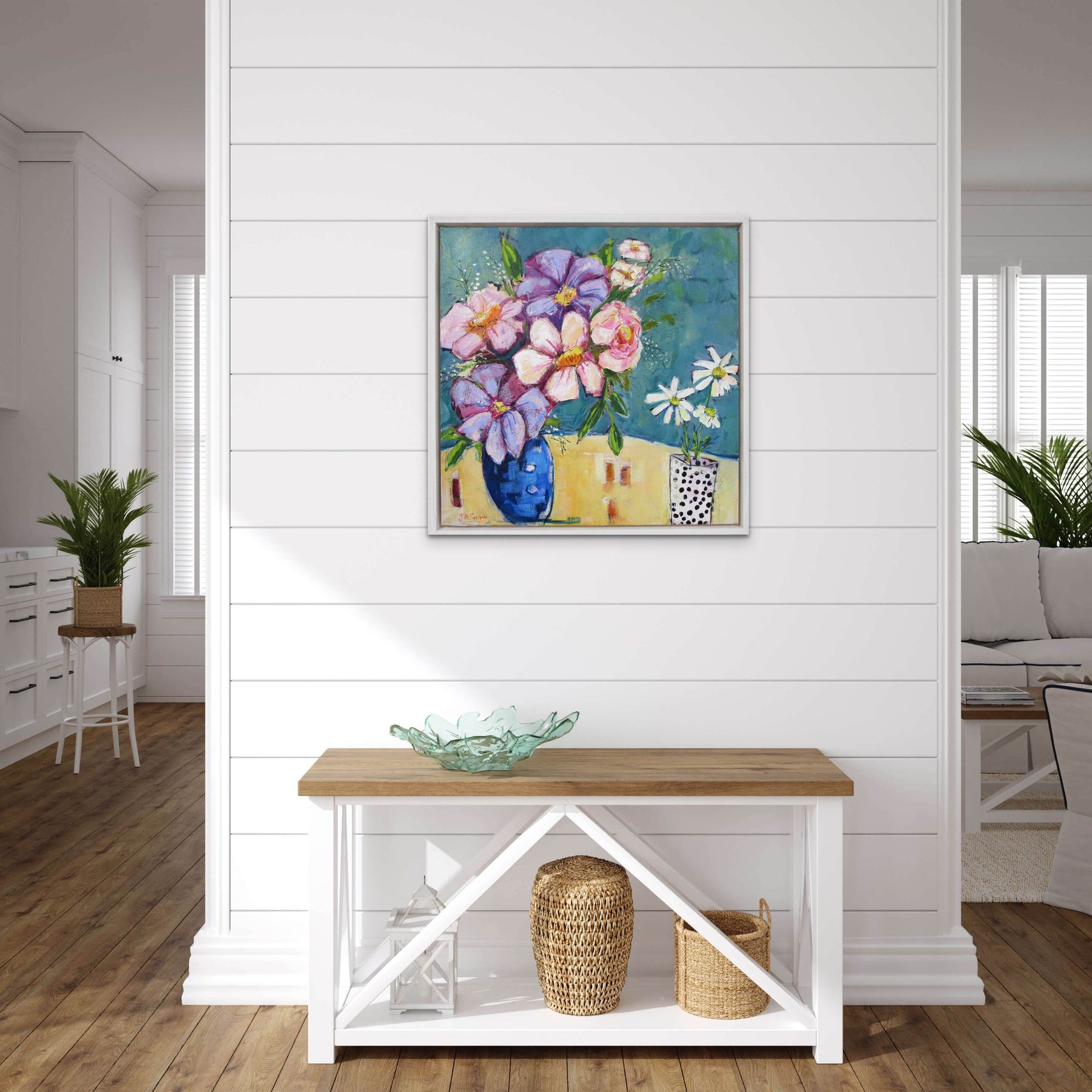 Contemporary Flower Still Life - Framed Wild Roses