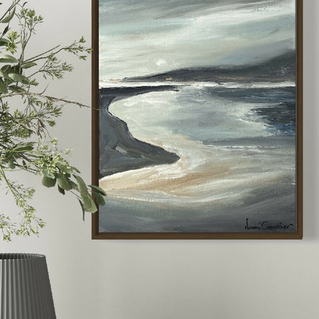 'Coastal Moonrise' Framed painting 32x42cm