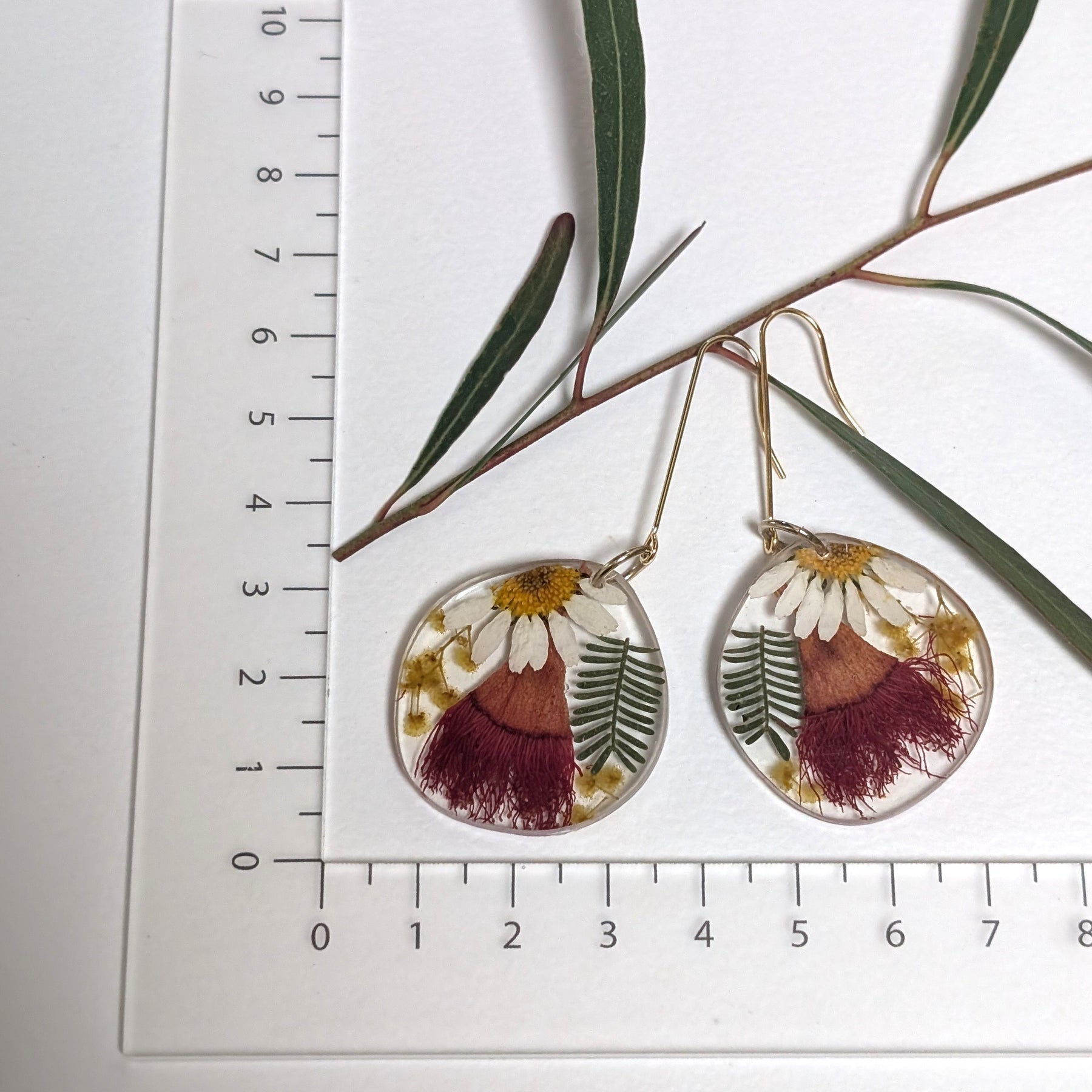 Australian native flowers, long gold hook