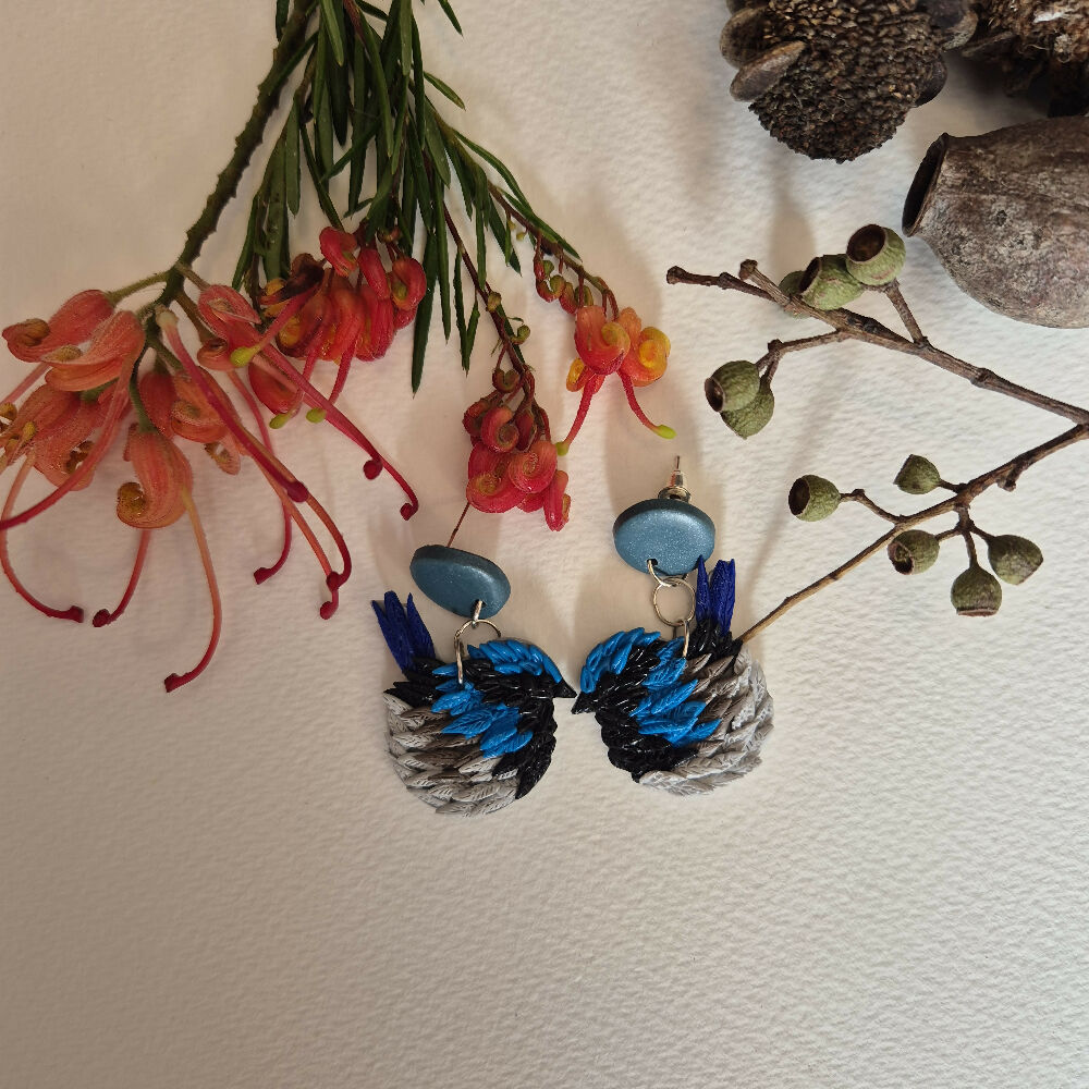 Billy Blue Wren Dangle Earrings (2 sizes available)