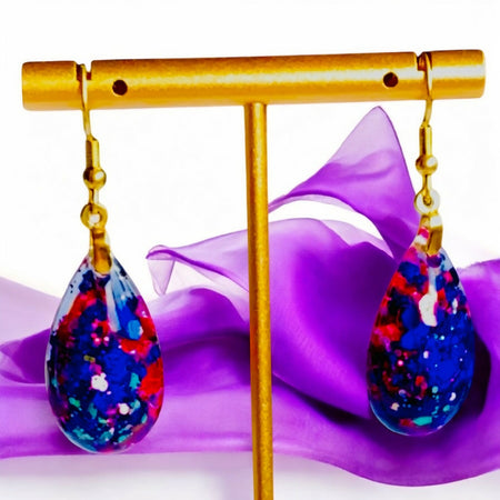 Purple Foil Dangle Earrings