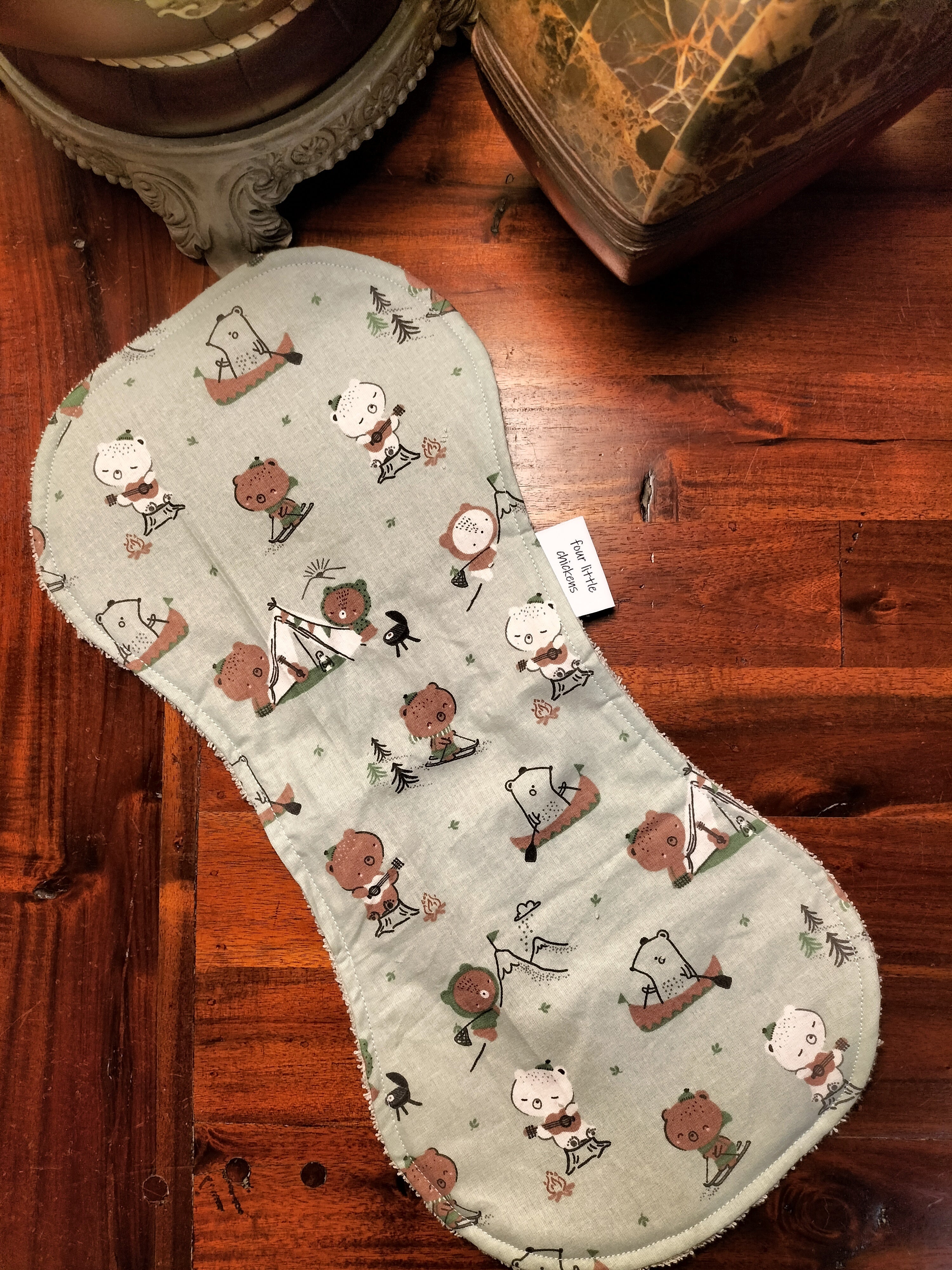ADVENTURE BEARS BURP CLOTH STONE TOWELLING