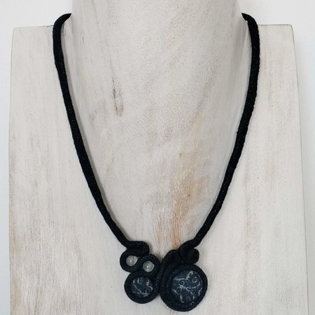 Denim and Selenite Beads Necklace