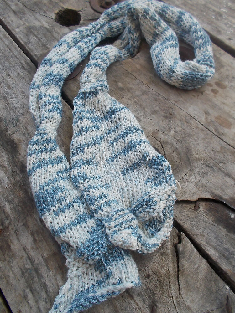 simple knitted summer scarf made from cotton yarn