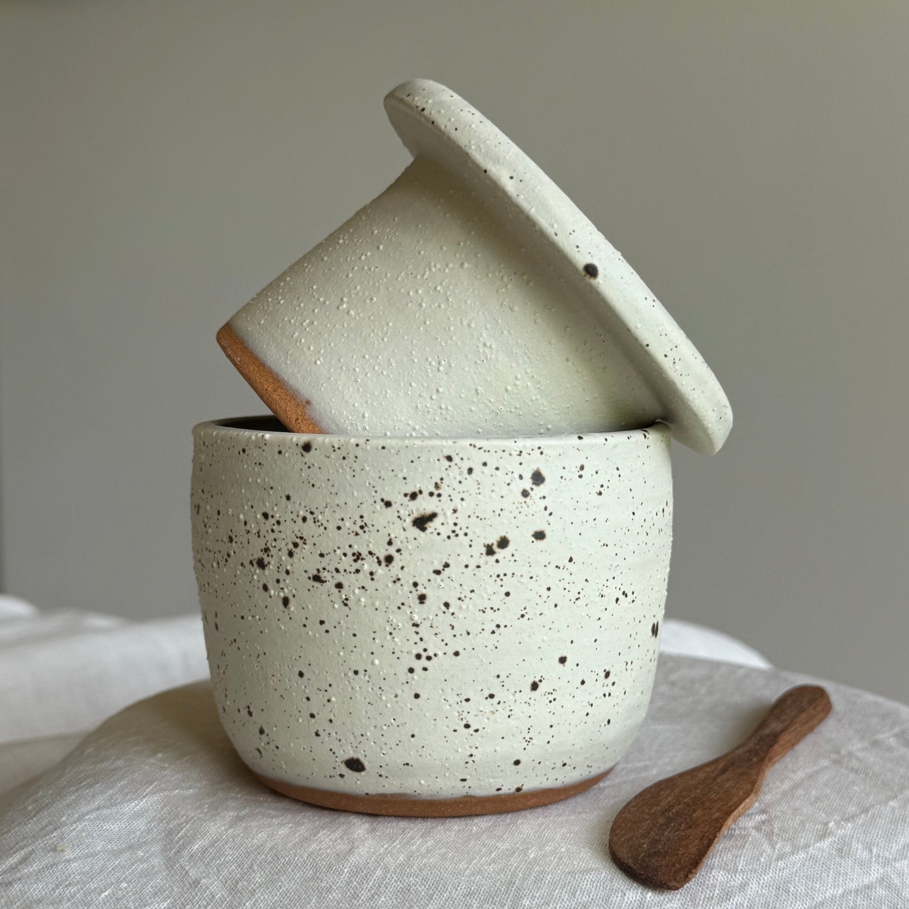 French Butter Keeper with Wooden Knife | Wheel Thrown Ceramic