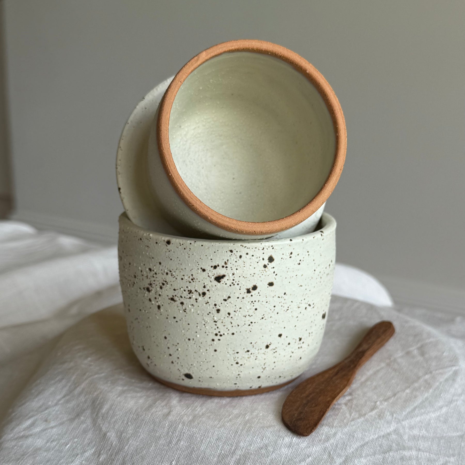 French Butter Keeper with Wooden Knife | Wheel Thrown Ceramic