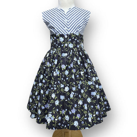 SIZE 4 Navy Purple Roses OPAL Dress