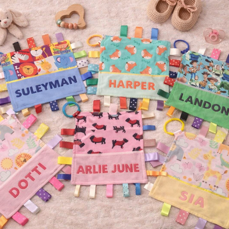 Babies Personalised Taggy Security Blanket / Comforter Toy - Various Designs -