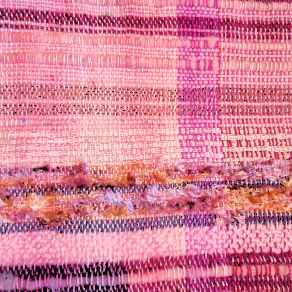 Woven wall art, 'pretty in pink' no.1