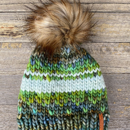 Ladies Beanie, Green Beanie, PomPom Beanie