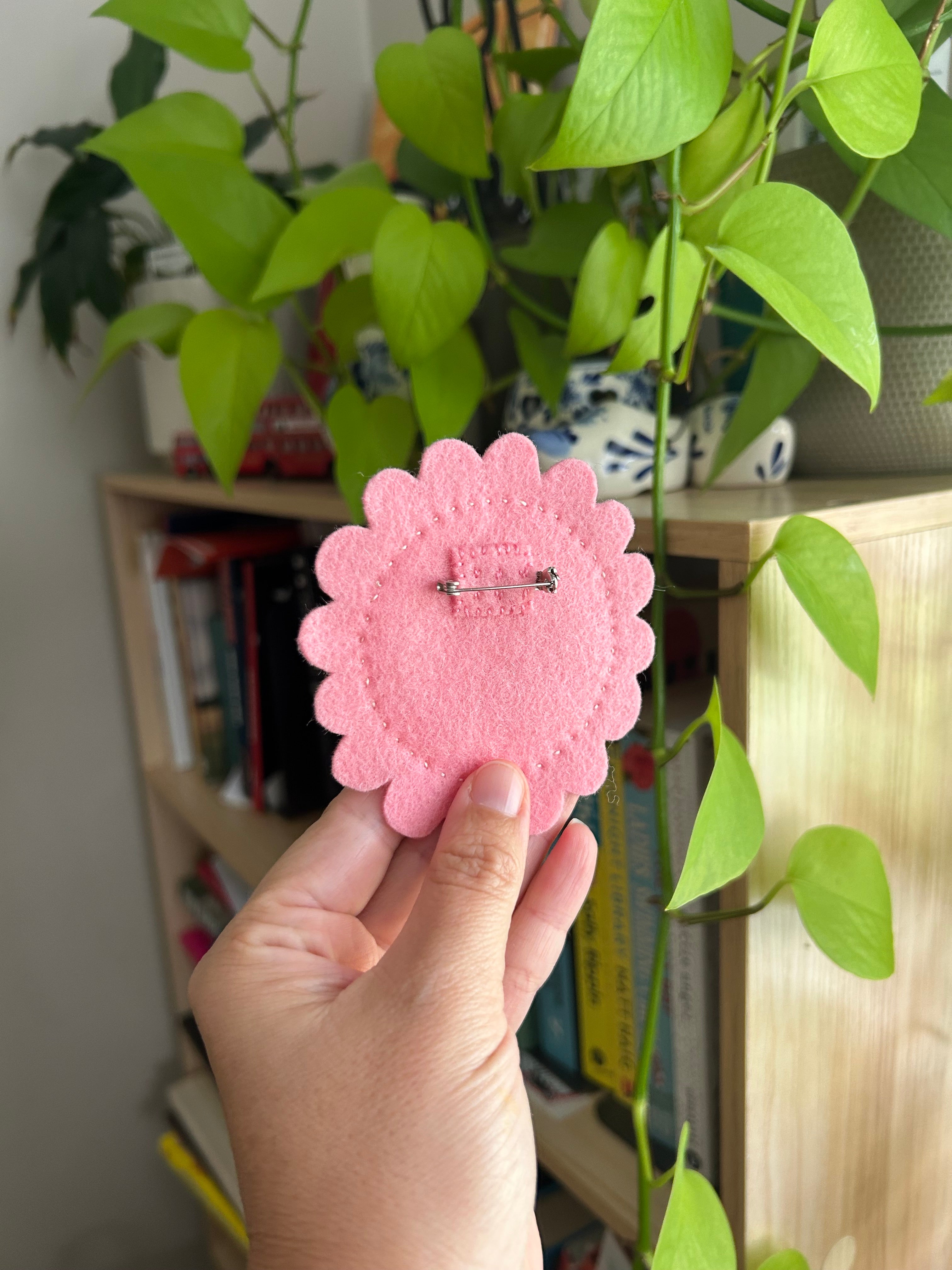 Birthday party badge, felt, embroidery, keepsake, heirloom