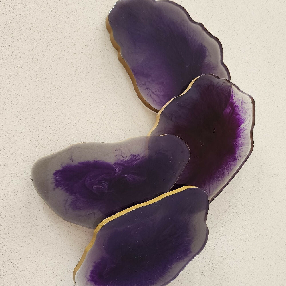 Purple & gold coasters