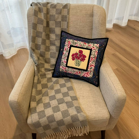 handmade Australian native quilted - geraldton wax (deep pink)