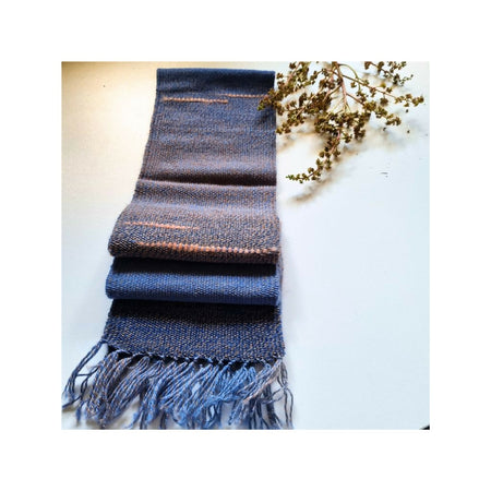 'Peachy blue' 100% wool handwoven scarf