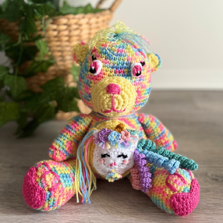 Crochet Rainbow Teddy Bear, Handmade Crochet rainbow Teddy Bear