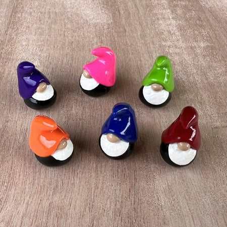 Gnome board game tokens (x6) (blue, green, orange, purple, pink, red)