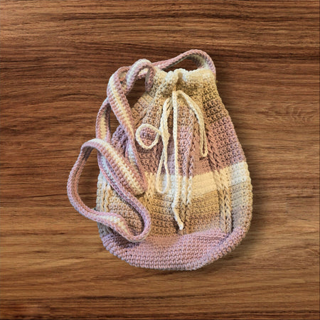 Crocheted Eco-Friendly Crossbody Drawstring Bag