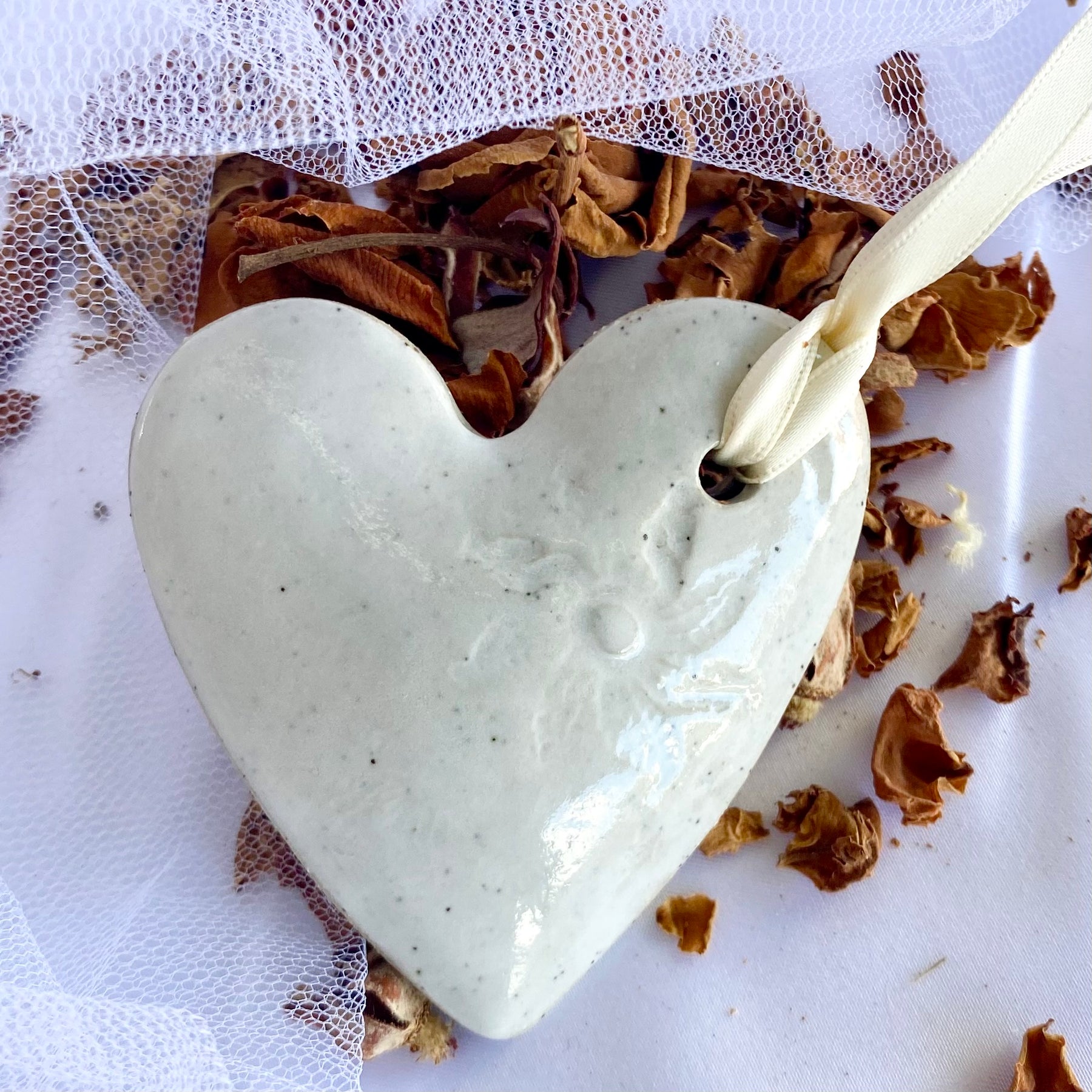 Wedding Keepsake | Hanging Heart | Personalised Bride Gift | Handmade Pottery