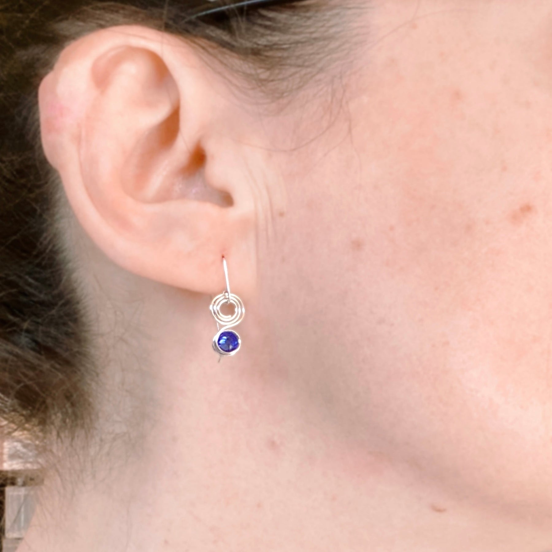 Sapphire blue crystal dangle earrings | Sterling Silver | September birthstone gift