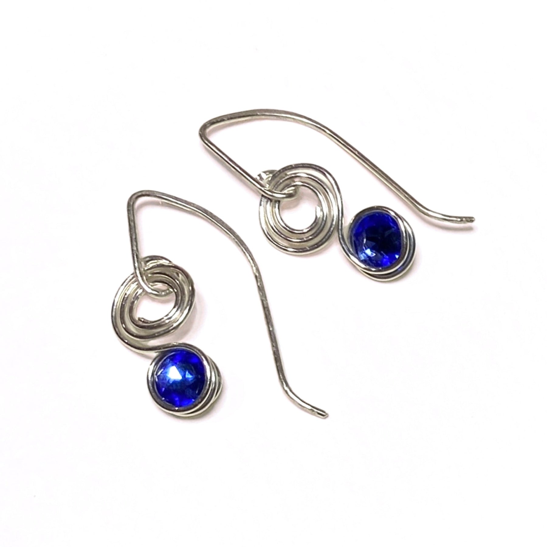Sapphire blue crystal dangle earrings | Sterling Silver | September birthstone gift