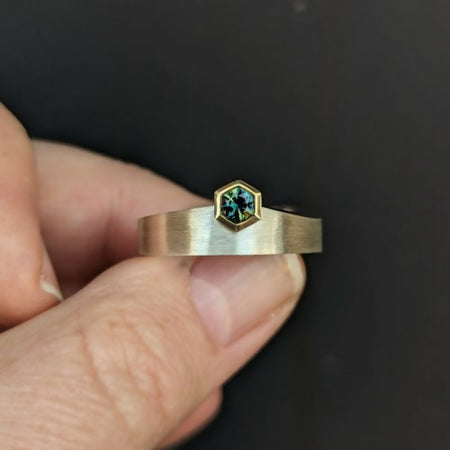 handmade geometric parti Australian sapphire ring | engagement ring