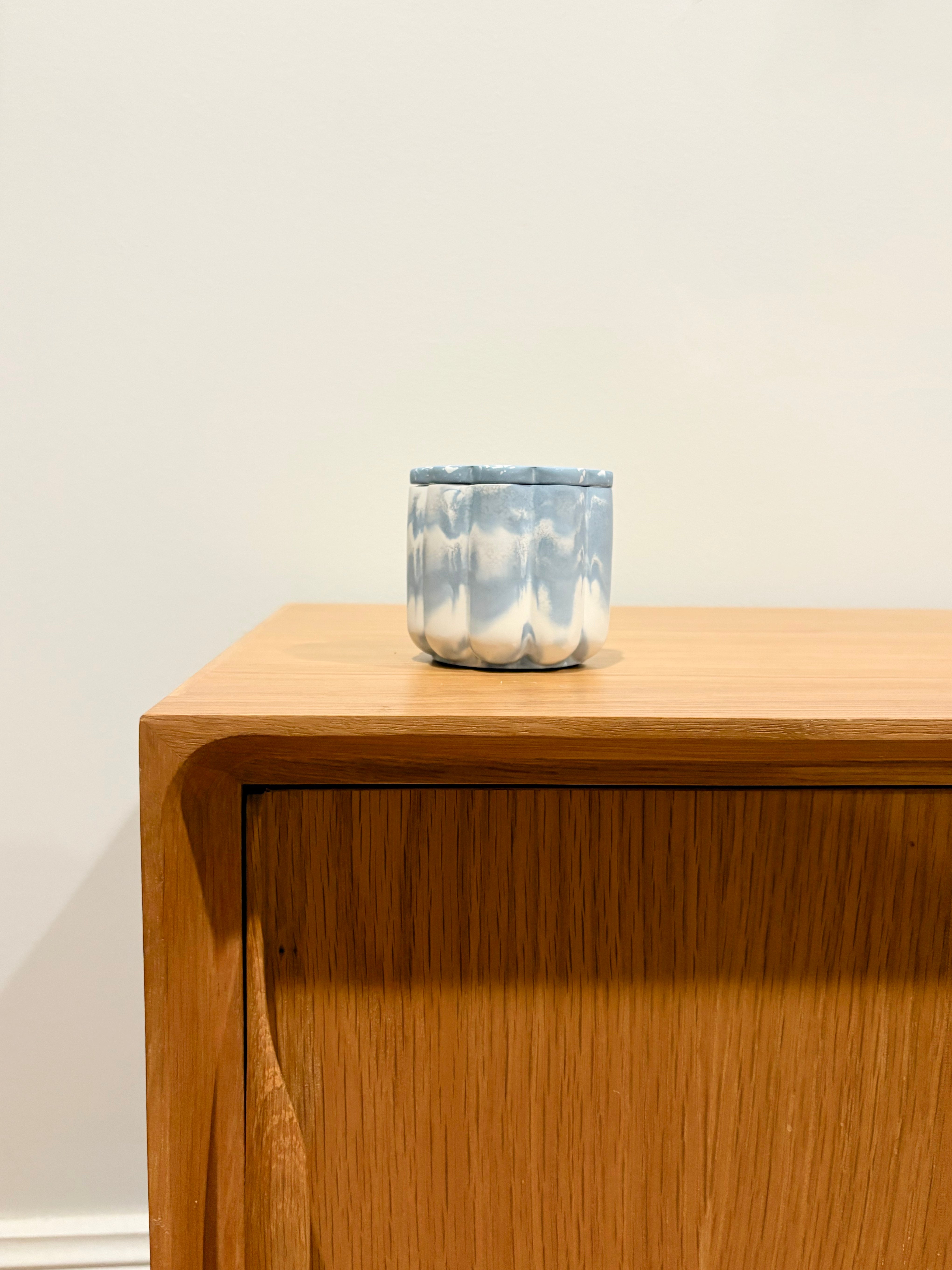 marbled terrazzo scalloped edge jar - acrylic resin