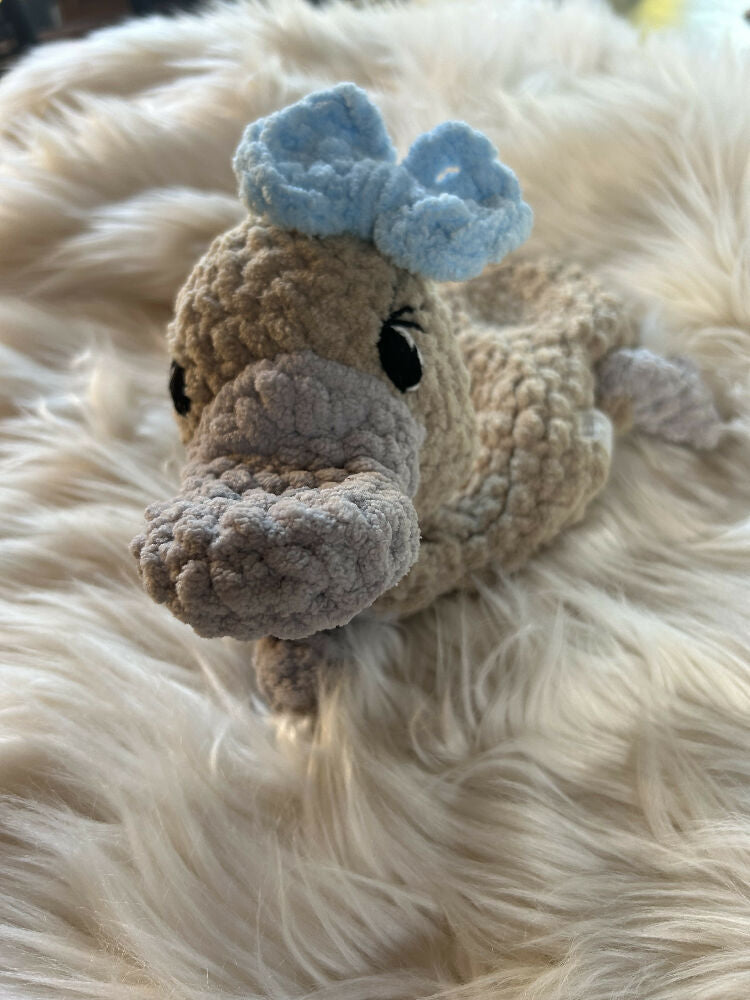 Millie platypus Snuggle Buddy- crochet plush toy, comforter, lovey.