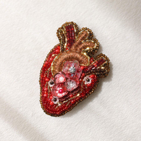 Sacred Heart Embroidered Brooch