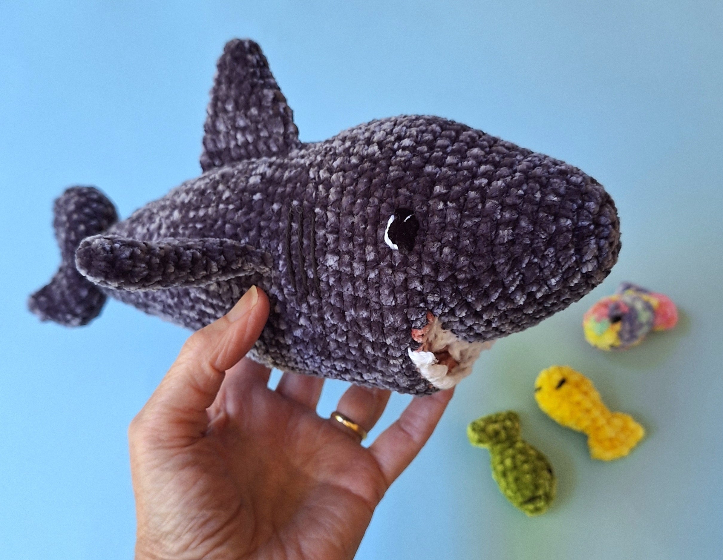 Crocheted Velvet Shark Playset
