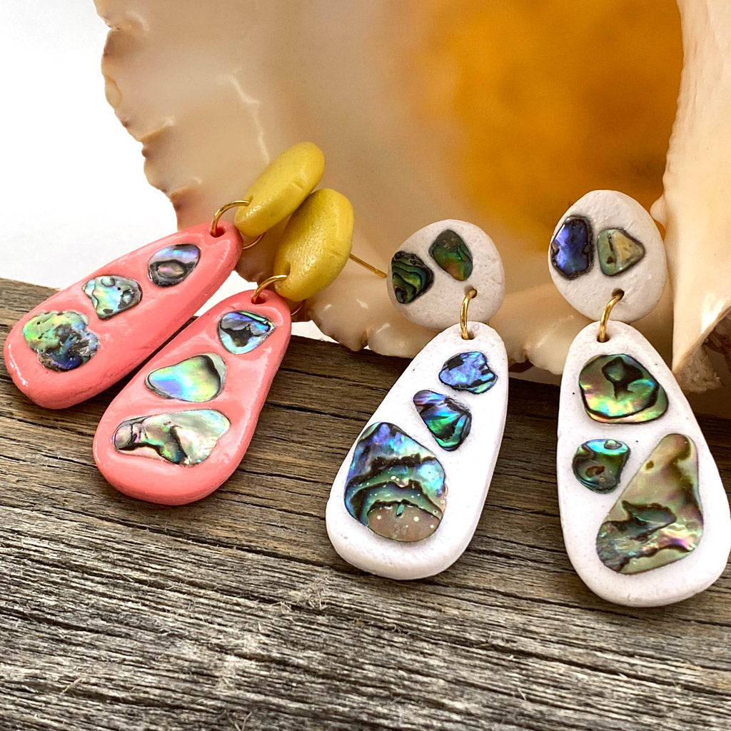 Polymer clay with Abalone Shell Earrings