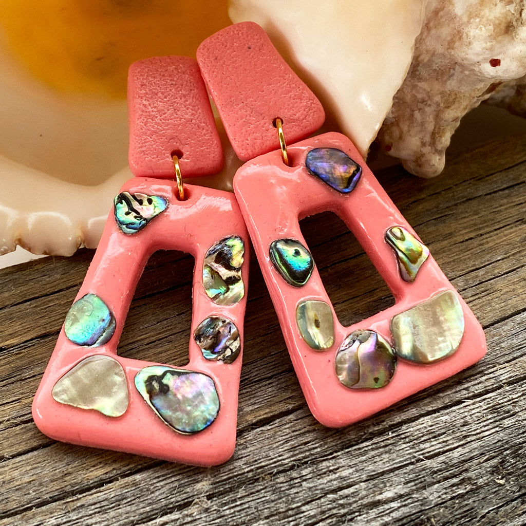 Polymer clay with Abalone Shell Earrings