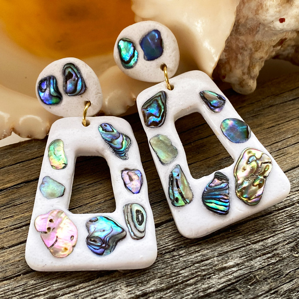 Polymer clay with Abalone Shell Earrings