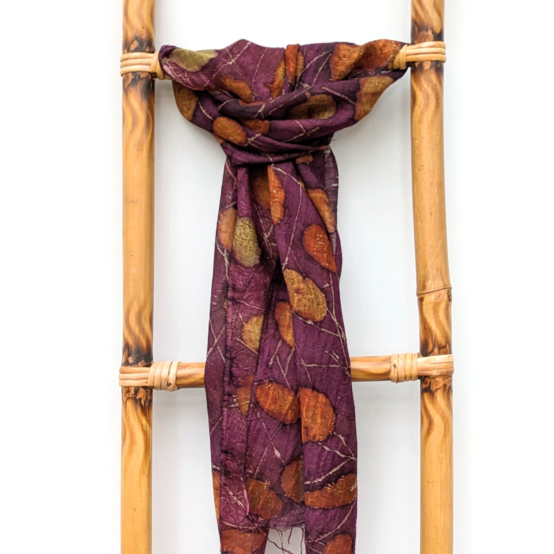 Silk/wool scarf- botanical contact print