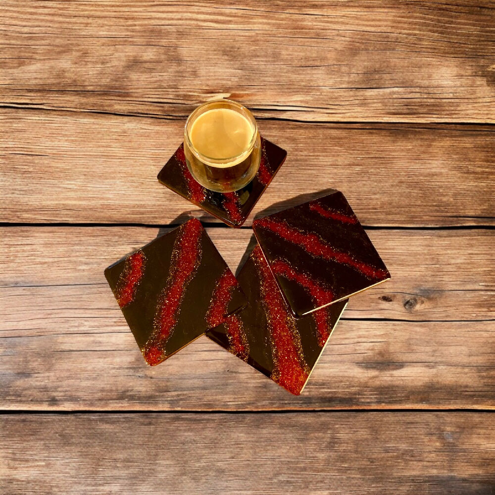 Red and black coasters