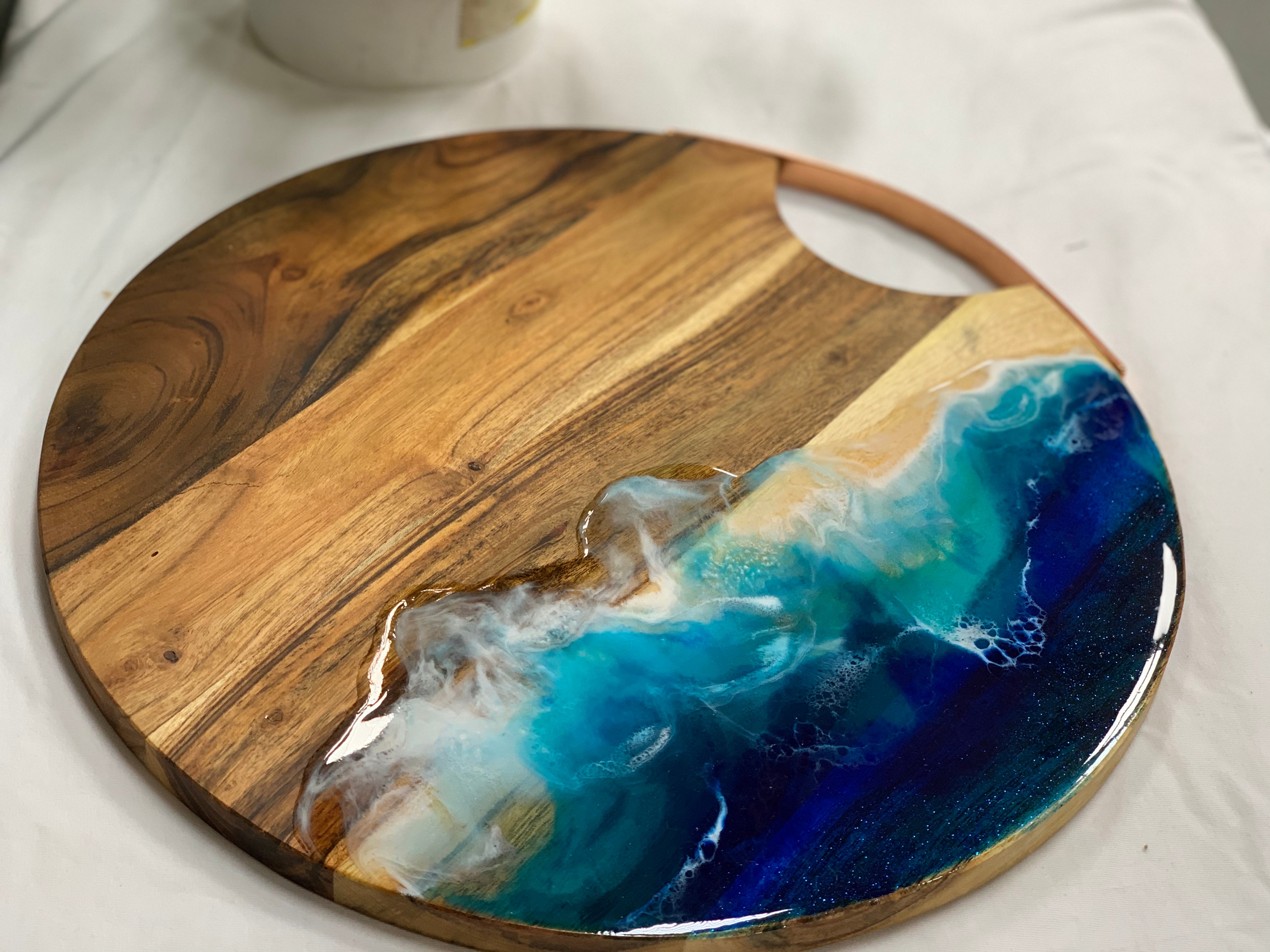 Round serving board | Ocean waves | charcuterie board | Christmas gift | serving board