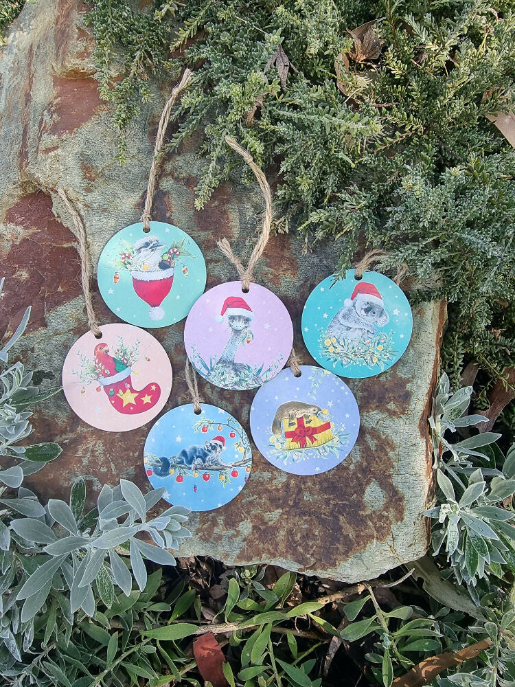 AUSSIE CHRISTMAS - set of 6 pastel decorations