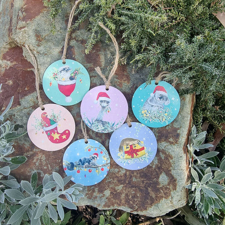 AUSSIE CHRISTMAS - set of 6 pastel decorations