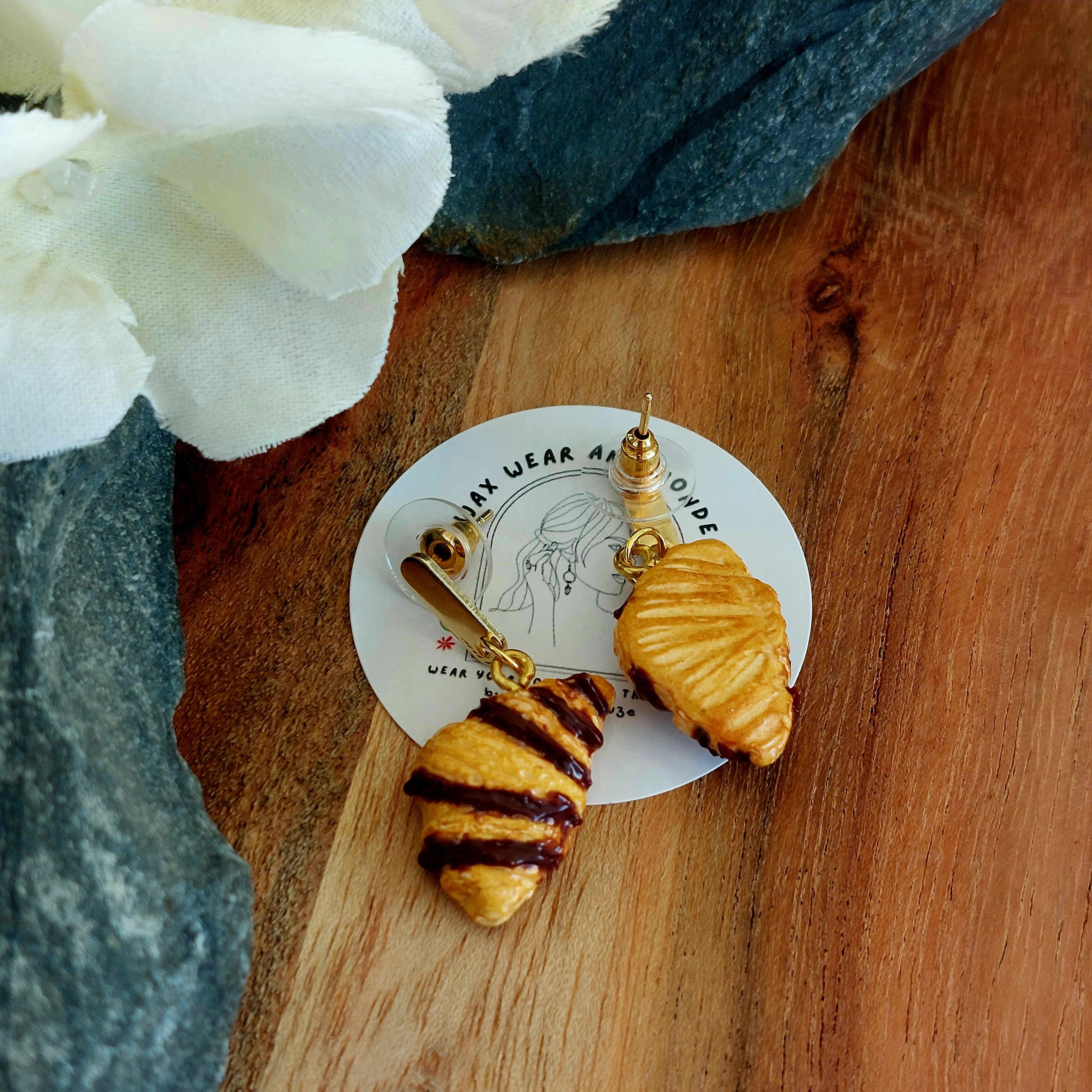 Chocolate Croissant Earrings | Food Inspired Statement Earrings