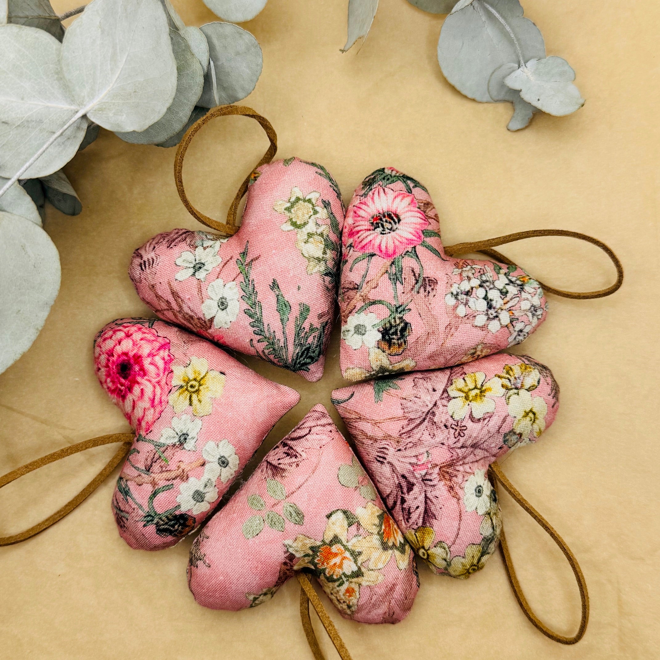 Handmade Pink Floral Hearts