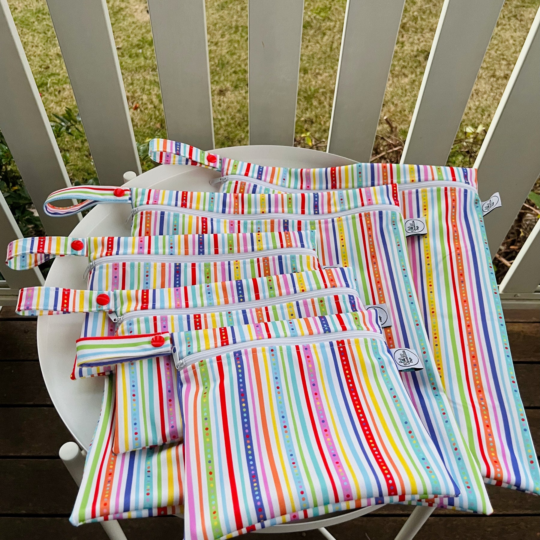 READY MADE Water-resistant wet bags - Spotty Stripes (Creative Monsoon)
