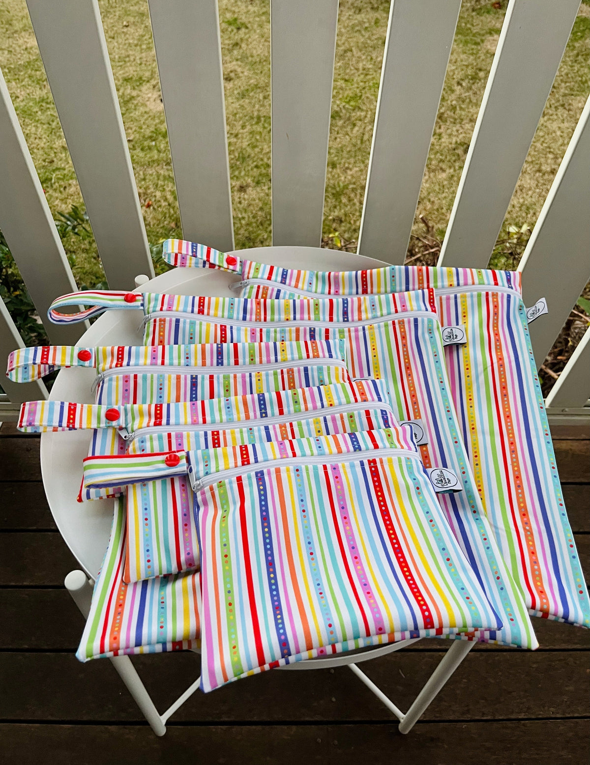 READY MADE Water-resistant wet bags - Spotty Stripes (Creative Monsoon) | Ready to ship | FREE Postage