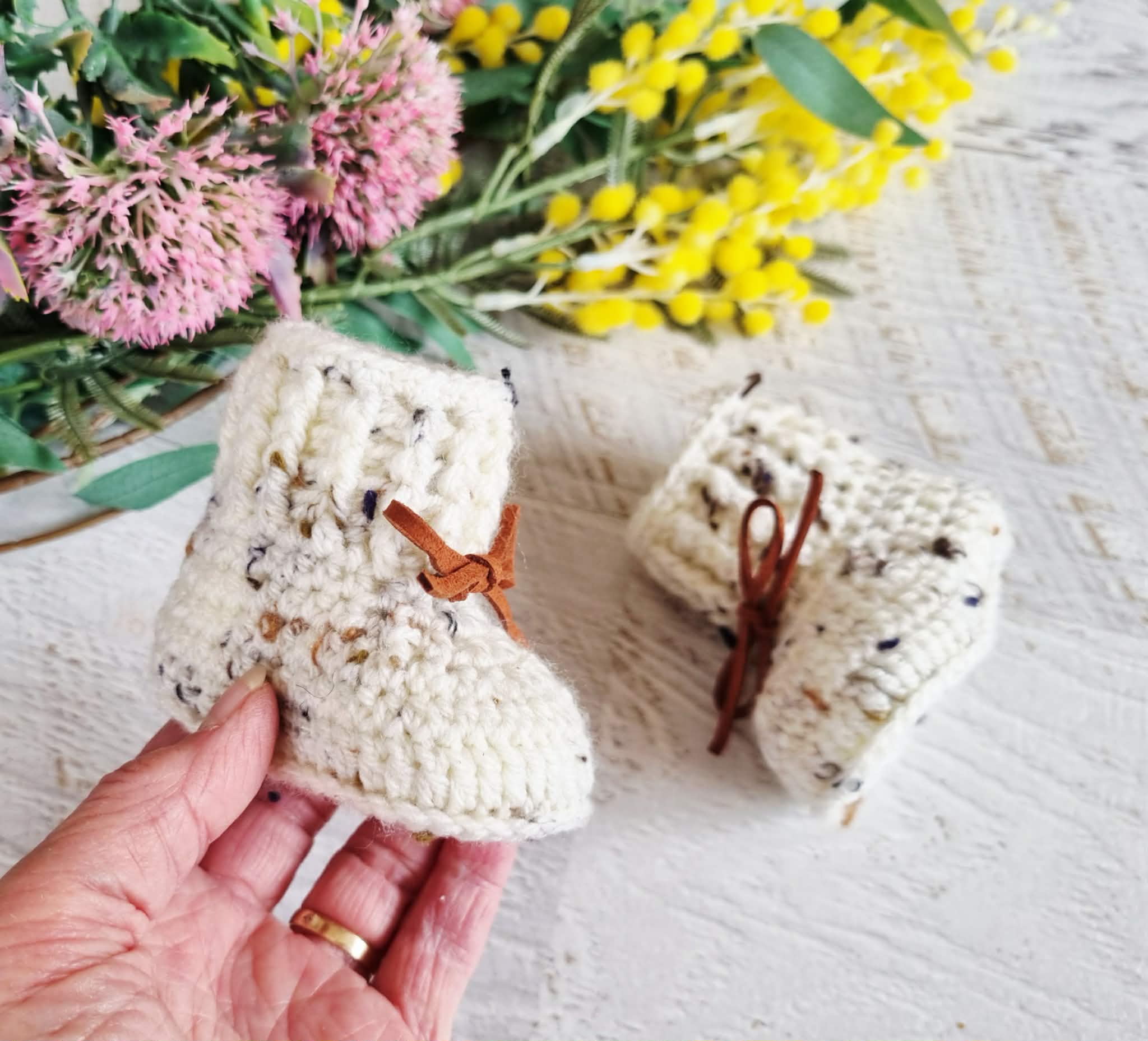 Baby Booties | Oatmeal | Newborn | Crochet | Knit | Shoes | Socks