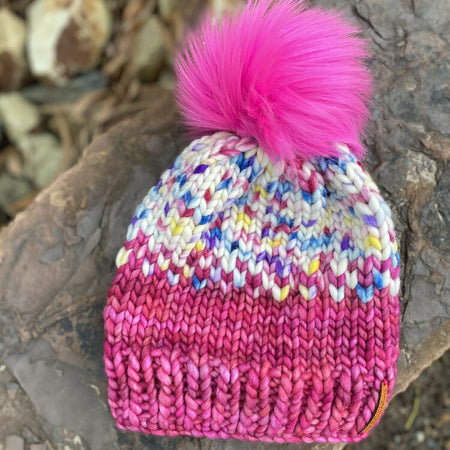 Pink Beanie, Ladies PomPom Knitted Beanie